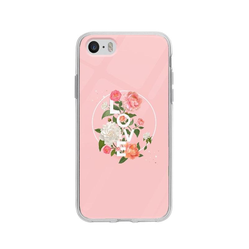Coque Badge Love Floral pour iPhone 5 - Coque Wiqeo 5€-10€, Alais B, Fleur, Illustration, iPhone 5, Texte Wiqeo, Déstockeur de Coques Pour iPhone