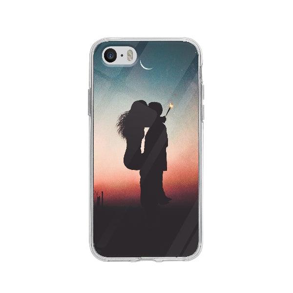 Coque Couple S'embrasse Sous La Lune pour iPhone 5 - Transparent