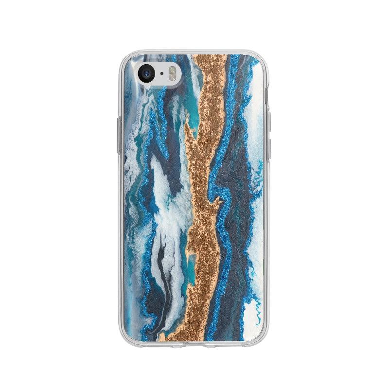 Coque Peinture Bleue Dorée pour iPhone 5 - Coque Wiqeo 5€-10€, Abstrait, Amelie Q, iPhone 5 Wiqeo, Déstockeur de Coques Pour iPhone
