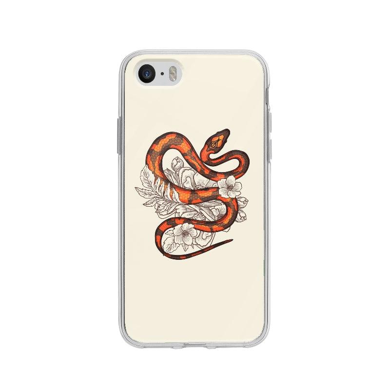 Coque Serpent Orange Et Fleurs pour iPhone 5 - Coque Wiqeo 5€-10€, Alais B, Animaux, Fleur, Illustration, iPhone 5 Wiqeo, Déstockeur de Coques Pour iPhone
