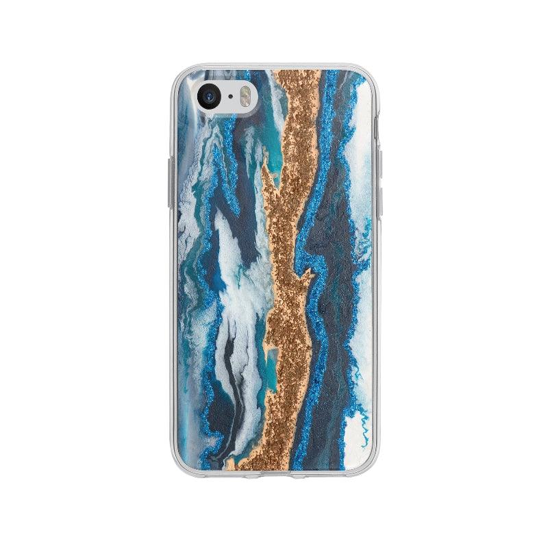 Coque Peinture Bleue Dorée pour iPhone 5S - Coque Wiqeo 5€-10€, Abstrait, Amelie Q, iPhone 5S Wiqeo, Déstockeur de Coques Pour iPhone