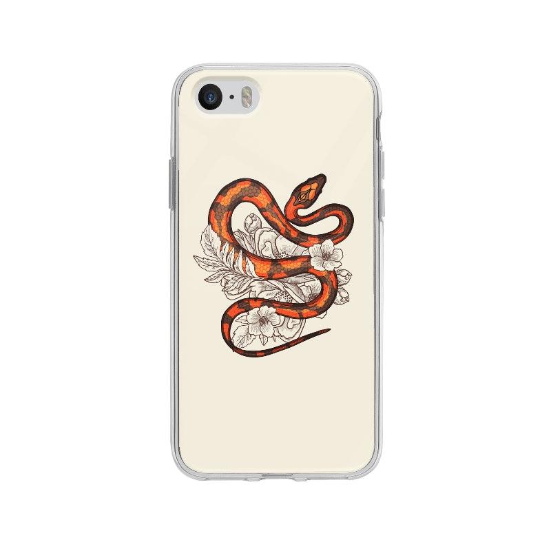 Coque Serpent Orange Et Fleurs pour iPhone 5S - Coque Wiqeo 5€-10€, Alais B, Animaux, Fleur, Illustration, iPhone 5S Wiqeo, Déstockeur de Coques Pour iPhone