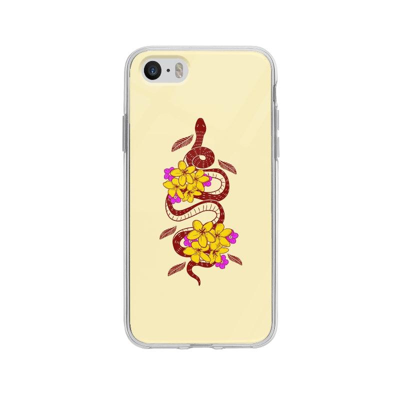 Coque Serpent Rouge Et Fleurs pour iPhone 5S - Coque Wiqeo 5€-10€, Animaux, Axel L, Fleur, Illustration, iPhone 5S Wiqeo, Déstockeur de Coques Pour iPhone