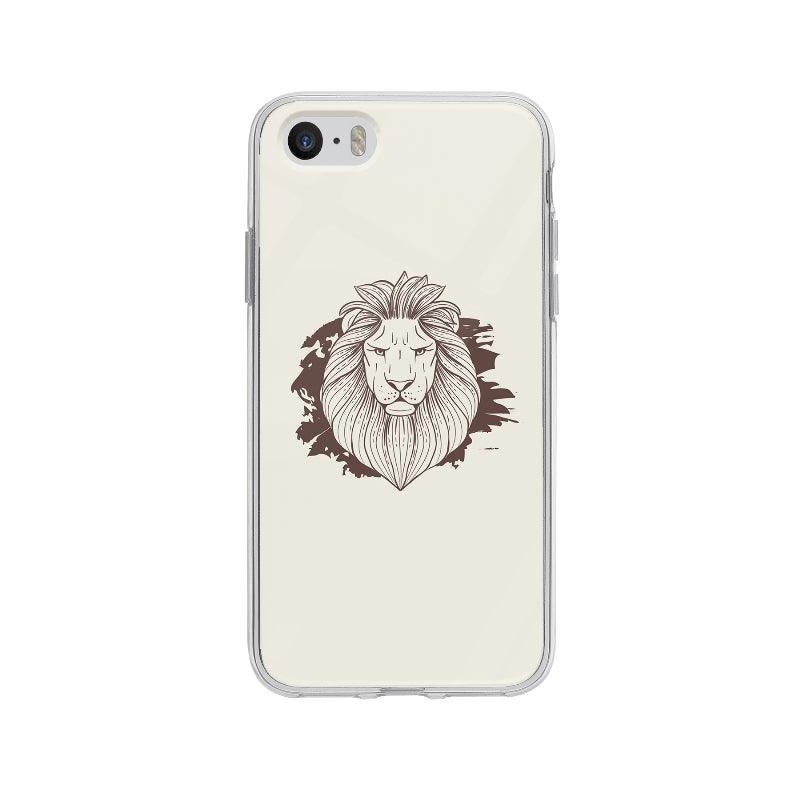 Coque Tête De Lion Dessinée pour iPhone 5S - Coque Wiqeo 5€-10€, Animaux, Illustration, iPhone 5S, Irene S Wiqeo, Déstockeur de Coques Pour iPhone
