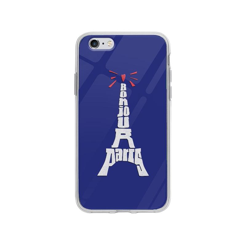Coque Bonjour Paris Tour Eiffel pour iPhone 6 Plus - Coque Wiqeo 5€-10€, Illustration, iPhone 6 Plus, Nadine P, Texte, Voyage Wiqeo, Déstockeur de Coques Pour iPhone