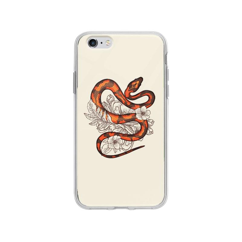 Coque Serpent Orange Et Fleurs pour iPhone 6 Plus - Coque Wiqeo 5€-10€, Alais B, Animaux, Fleur, Illustration, iPhone 6 Plus Wiqeo, Déstockeur de Coques Pour iPhone