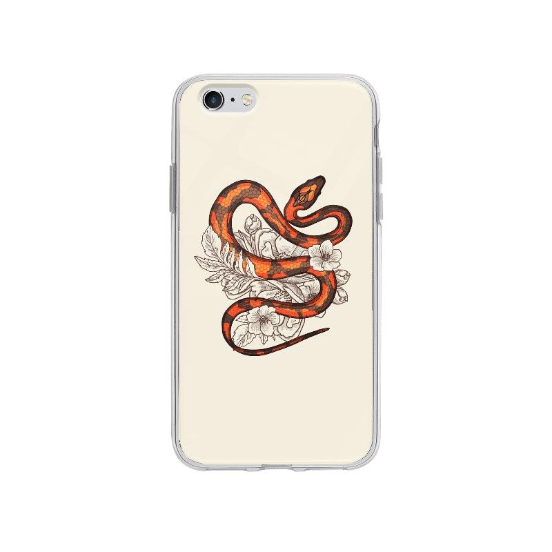 Coque Serpent Orange Et Fleurs pour iPhone 6S Plus - Coque Wiqeo 5€-10€, Alais B, Animaux, Fleur, Illustration, iPhone 6S Plus Wiqeo, Déstockeur de Coques Pour iPhone