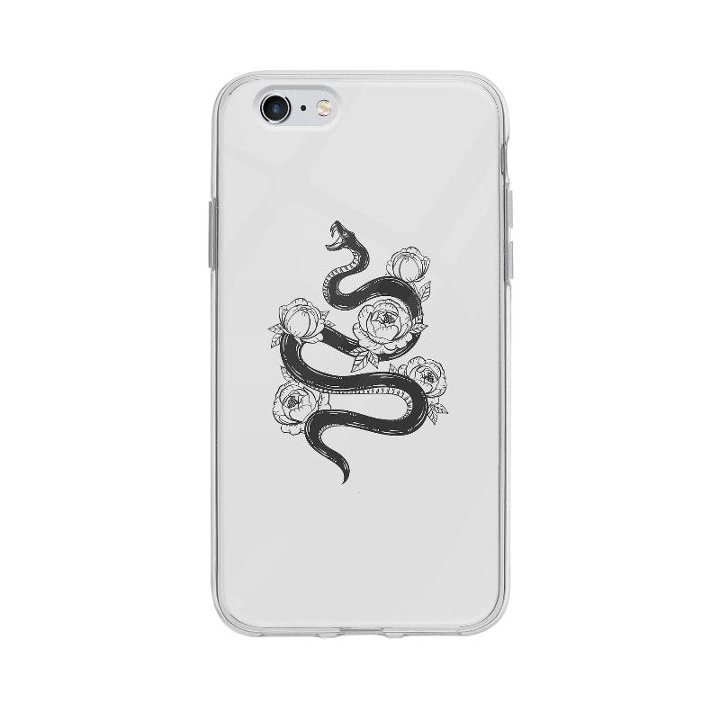 Coque Serpent Et Fleurs Monochromes pour iPhone 6S - Transparent