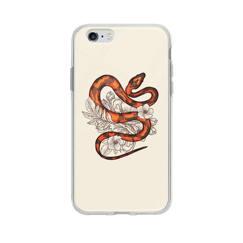 Coque Serpent Orange Et Fleurs pour iPhone 6S - Coque Wiqeo 5€-10€, Alais B, Animaux, Fleur, Illustration, iPhone 6S Wiqeo, Déstockeur de Coques Pour iPhone