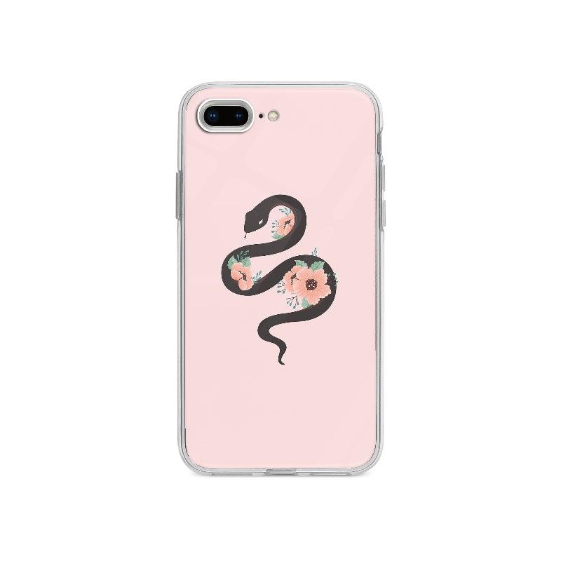 Coque Serpent Et Fleurs pour iPhone 7 Plus - Coque Wiqeo 10€-15€, Agathe V, Animaux, Fleur, Illustration, iPhone 7 Plus Wiqeo, Déstockeur de Coques Pour iPhone