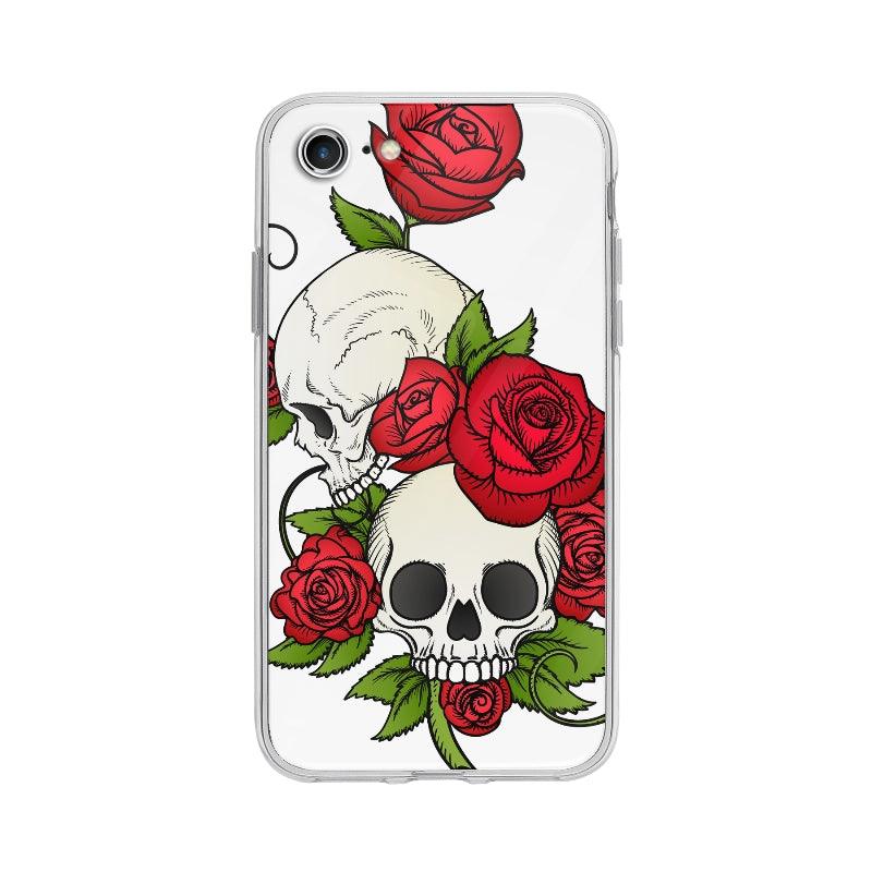 Coque Crânes Et Roses pour iPhone 7 - Coque Wiqeo 10€-15€, Ella E, Fleur, Illustration, iPhone 7, Vintage Wiqeo, Déstockeur de Coques Pour iPhone
