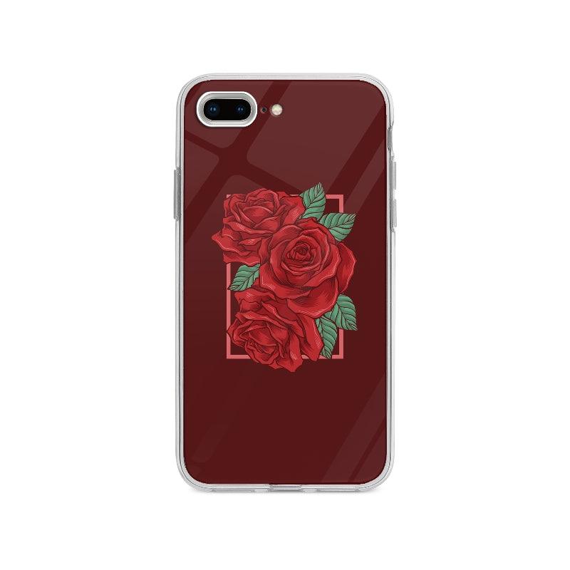 Coque Roses Rouges pour iPhone 8 Plus - Coque Wiqeo 10€-15€, Claudine M, Fleur, Géométrie, Illustration, iPhone 8 Plus Wiqeo, Déstockeur de Coques Pour iPhone