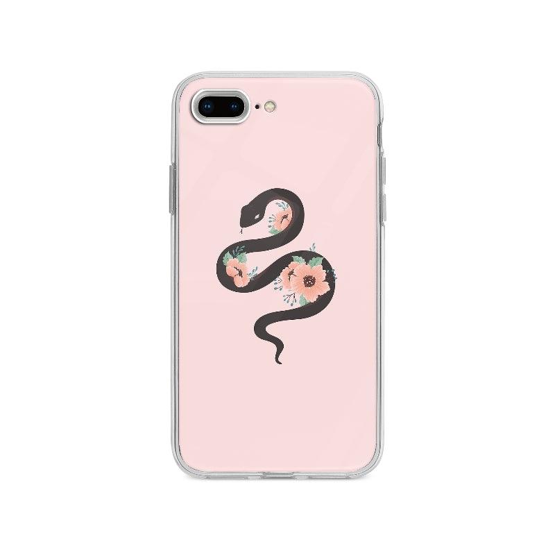 Coque Serpent Et Fleurs pour iPhone 8 Plus - Coque Wiqeo 10€-15€, Agathe V, Animaux, Fleur, Illustration, iPhone 8 Plus Wiqeo, Déstockeur de Coques Pour iPhone
