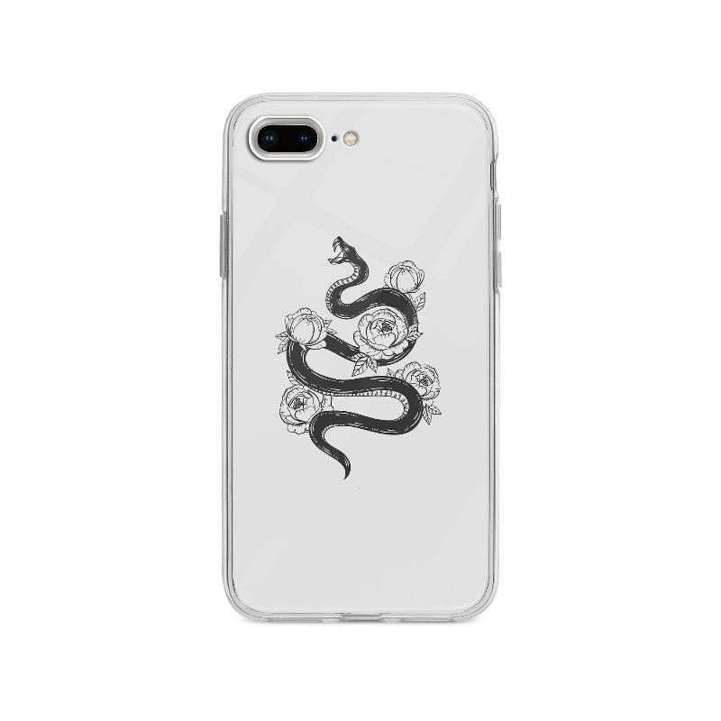 Coque Serpent Et Fleurs Monochromes pour iPhone 8 Plus - Coque Wiqeo 10€-15€, Animaux, Fleur, Illustration, iPhone 8 Plus, Iris D Wiqeo, Déstockeur de Coques Pour iPhone