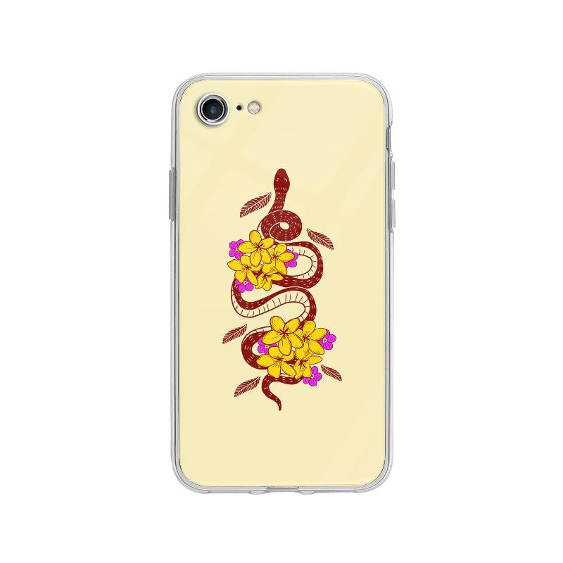 Coque Serpent Rouge Et Fleurs pour iPhone 8 - Coque Wiqeo 10€-15€, Animaux, Axel L, Fleur, Illustration, iPhone 8 Wiqeo, Déstockeur de Coques Pour iPhone