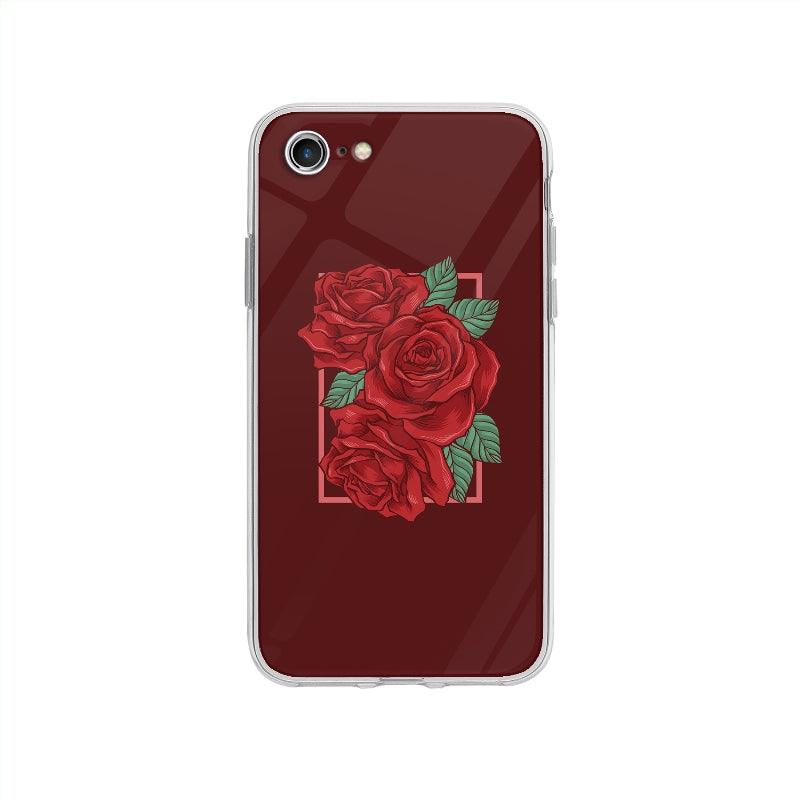 Coque Roses Rouges pour iPhone SE 2020 - Coque Wiqeo 10€-15€, Claudine M, Fleur, Géométrie, Illustration, iPhone SE 2020 Wiqeo, Déstockeur de Coques Pour iPhone