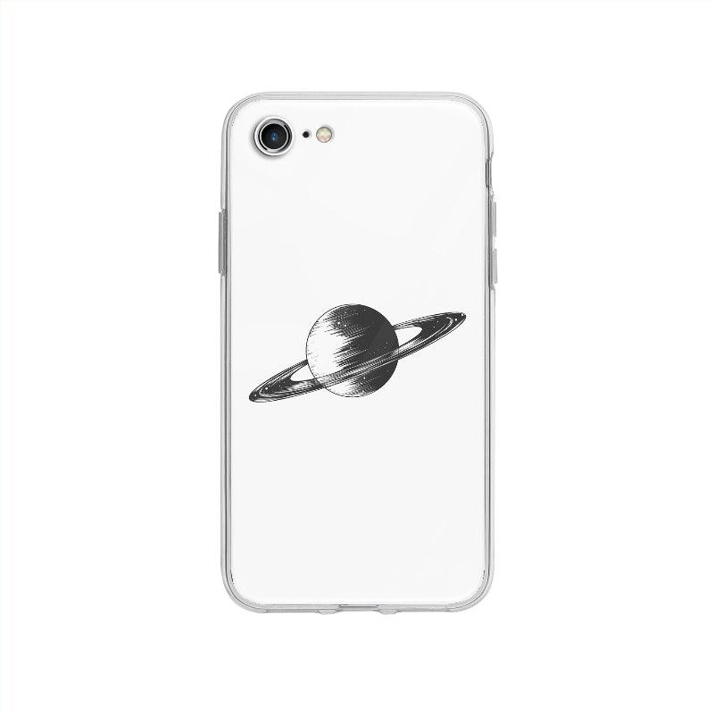 Coque Saturne Monochrome pour iPhone SE 2020 - Coque Wiqeo 10€-15€, Espace, Illustration, iPhone SE 2020, Oriane G Wiqeo, Déstockeur de Coques Pour iPhone