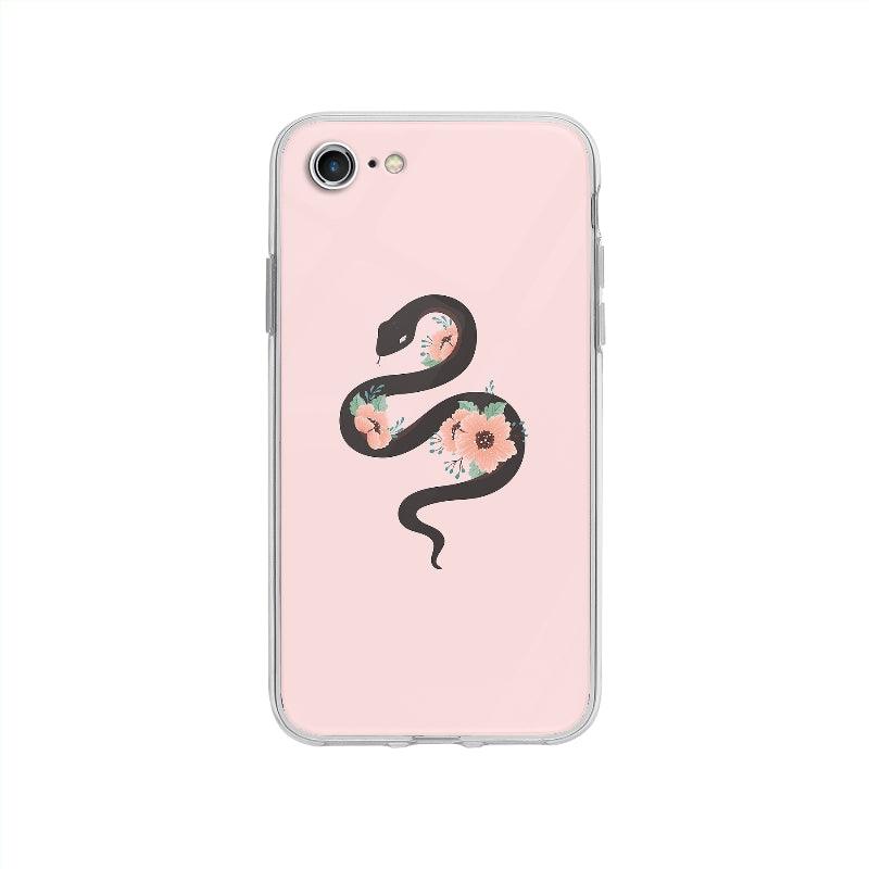 Coque Serpent Et Fleurs pour iPhone SE 2020 - Coque Wiqeo 10€-15€, Agathe V, Animaux, Fleur, Illustration, iPhone SE 2020 Wiqeo, Déstockeur de Coques Pour iPhone
