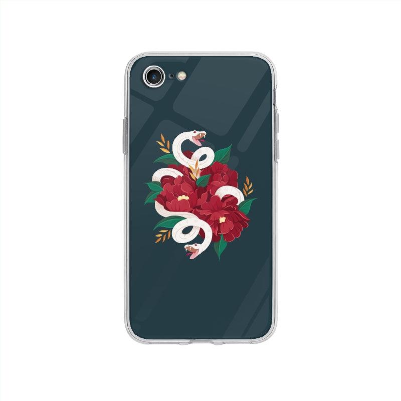Coque Serpents Blancs pour iPhone SE 2020 - Coque Wiqeo 10€-15€, Animaux, Eve M, Fleur, Illustration, iPhone SE 2020 Wiqeo, Déstockeur de Coques Pour iPhone