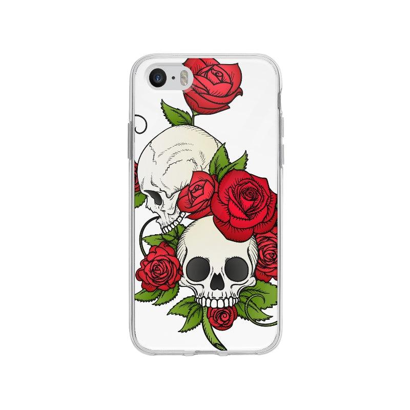 Coque Crânes Et Roses pour iPhone SE - Coque Wiqeo 5€-10€, Ella E, Fleur, Illustration, iPhone SE, Vintage Wiqeo, Déstockeur de Coques Pour iPhone