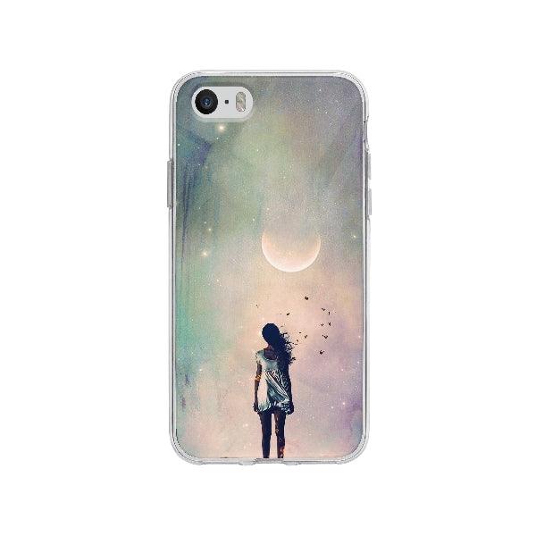 Coque Femme Sous La Lune pour iPhone SE - Coque Wiqeo 5€-10€, Femme, iPhone SE, Iris D, Lune Wiqeo, Déstockeur de Coques Pour iPhone