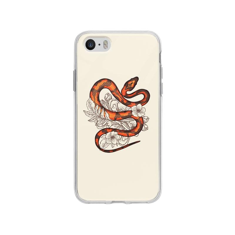 Coque Serpent Orange Et Fleurs pour iPhone SE - Coque Wiqeo 5€-10€, Alais B, Animaux, Fleur, Illustration, iPhone SE Wiqeo, Déstockeur de Coques Pour iPhone