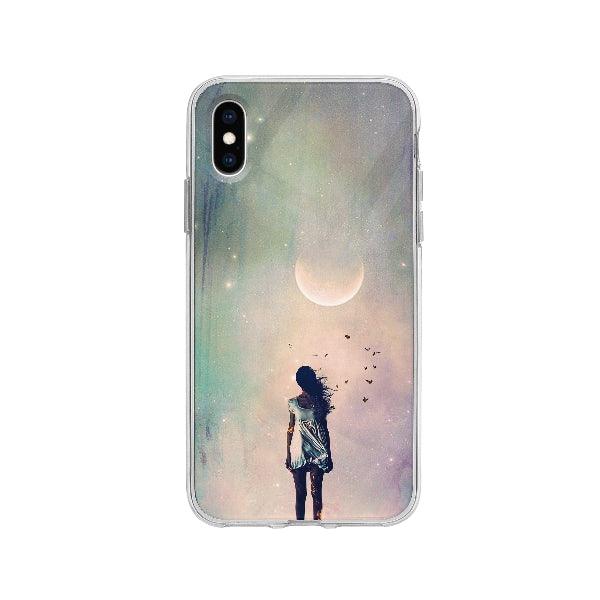 Coque Femme Sous La Lune pour iPhone X - Coque Wiqeo 10€-15€, Femme, iPhone X, Iris D, Lune Wiqeo, Déstockeur de Coques Pour iPhone