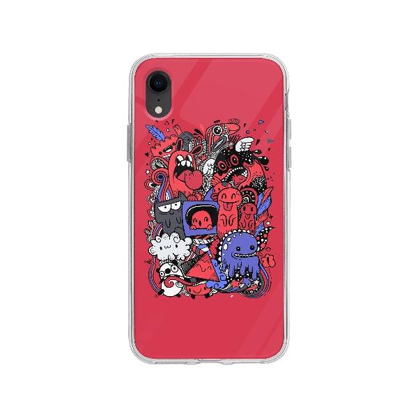 Coque Graffiti Monstres Mignons pour iPhone XR - Coque Wiqeo 10€-15€, Chantal W, Illustration, iPhone XR, Mignon Wiqeo, Déstockeur de Coques Pour iPhone