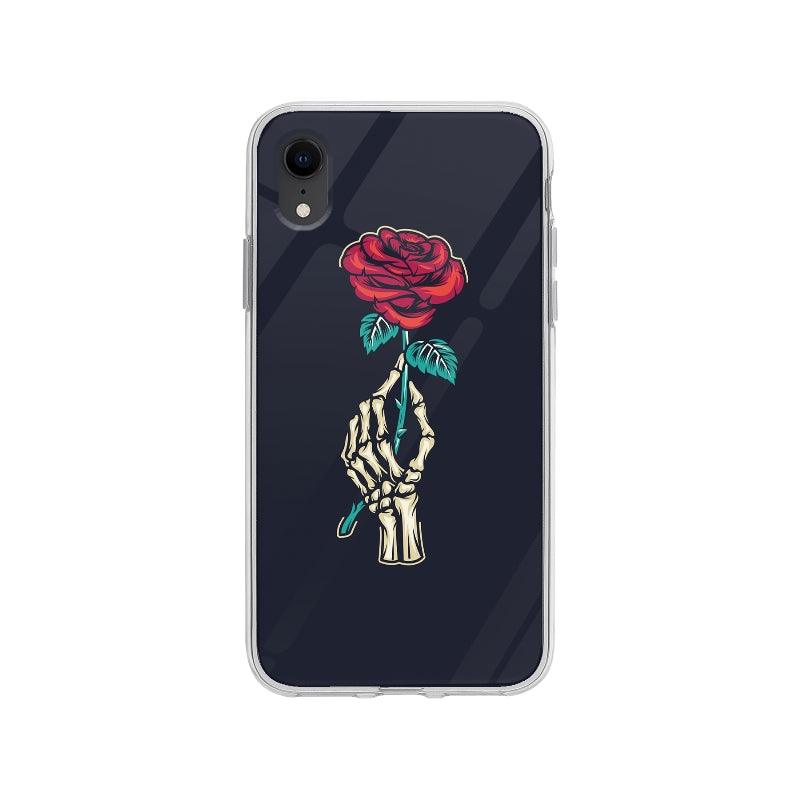 Coque Main Squelette Et Rose pour iPhone XR - Coque Wiqeo 10€-15€, Damien S, Fleur, Illustration, iPhone XR, Vintage Wiqeo, Déstockeur de Coques Pour iPhone