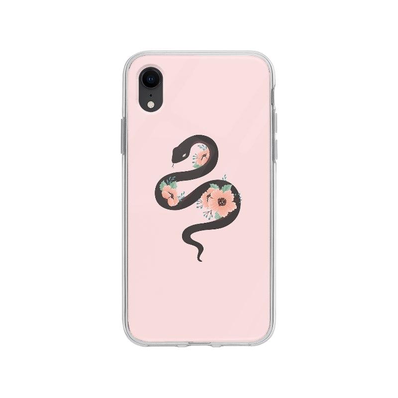 Coque Serpent Et Fleurs pour iPhone XR - Coque Wiqeo 10€-15€, Agathe V, Animaux, Fleur, Illustration, iPhone XR Wiqeo, Déstockeur de Coques Pour iPhone