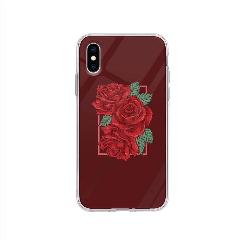 Coque Roses Rouges pour iPhone XS - Coque Wiqeo 10€-15€, Claudine M, Fleur, Géométrie, Illustration, iPhone XS Wiqeo, Déstockeur de Coques Pour iPhone