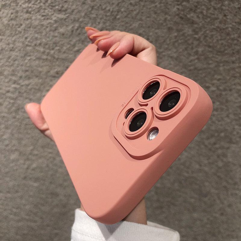 Coque silicone matte rose avec protection d'objectifs pour iPhone 15 Pro Max. - Wiqeo
