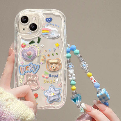 Coque Transparente avec Bracelet Mignon pour iPhone 15 Plus - Coque Wiqeo 15€-20€, Chaine, Coque, iPhone 15 Plus, Silicone Wiqeo, Déstockeur de Coques Pour iPhone