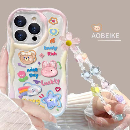 Coque Transparente avec Bracelet Mignon pour iPhone 15 Plus - Coque Wiqeo 15€-20€, Chaine, Coque, iPhone 15 Plus, Silicone Wiqeo, Déstockeur de Coques Pour iPhone