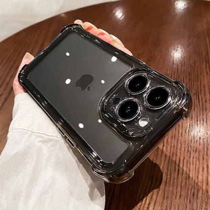 Coque transparente en silicone renforcé avec bords épais pour iPhone 14 Pro Max, en main.