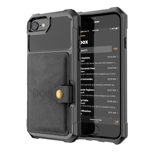 Coque ultra résistante avec portefeuille en cuir pour iPhone XS Max - 