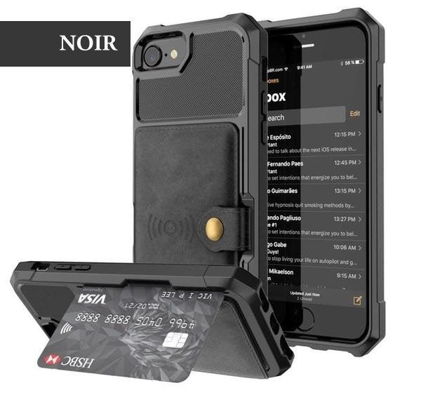 Coque à porte carte de crédit et portefeuille pliable en cuir pour iPhone  XS Max, Wiqeo, Déstockeur de Coques Pour iPhone